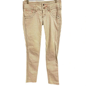 Rare Colcci Quality Denim Striped Jeans Women Size 4 Pockets double Buttons